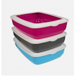 Animal Instincts Giant Litter Tray With Rim Assorted Colours Pink/Grey/Blue 1Pk 
